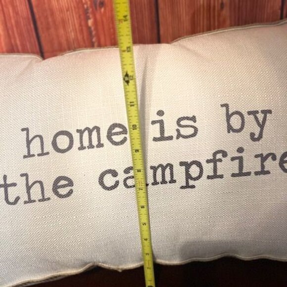 Decorative Lumbar Pillow With "Home Is By The Campfire" Print rustic style - Picture 4 of 5